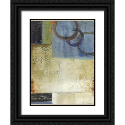 Composition in Blue I Black Ornate Wood Framed Art Print with Double Matting by PI Studio