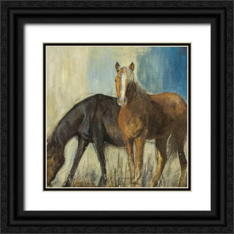 Horses II Black Ornate Wood Framed Art Print with Double Matting by PI Studio