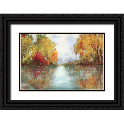 Forest Reflection Black Ornate Wood Framed Art Print with Double Matting by PI Studio