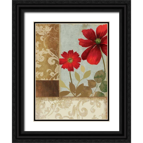 Floral Damask II Black Ornate Wood Framed Art Print with Double Matting by PI Studio