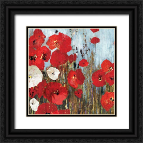 Passion Poppies I Black Ornate Wood Framed Art Print with Double Matting by PI Studio