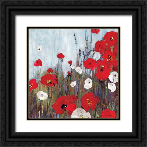 Passion Poppies II Black Ornate Wood Framed Art Print with Double Matting by PI Studio