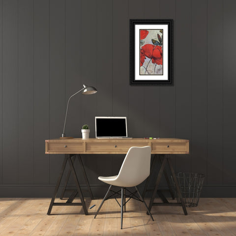 Red Poppy I Black Ornate Wood Framed Art Print with Double Matting by PI Studio