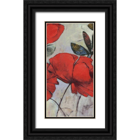 Red Poppy I Black Ornate Wood Framed Art Print with Double Matting by PI Studio