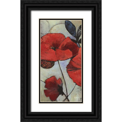 Red Poppy II Black Ornate Wood Framed Art Print with Double Matting by PI Studio