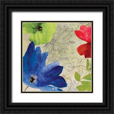 Indigo Flower I Black Ornate Wood Framed Art Print with Double Matting by PI Studio