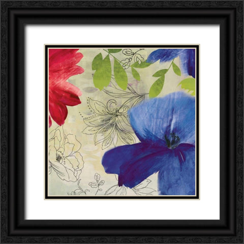 Indigo Flower II Black Ornate Wood Framed Art Print with Double Matting by PI Studio