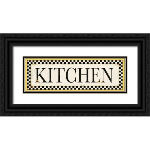 Kitchen Checks Black Ornate Wood Framed Art Print with Double Matting by PI Studio
