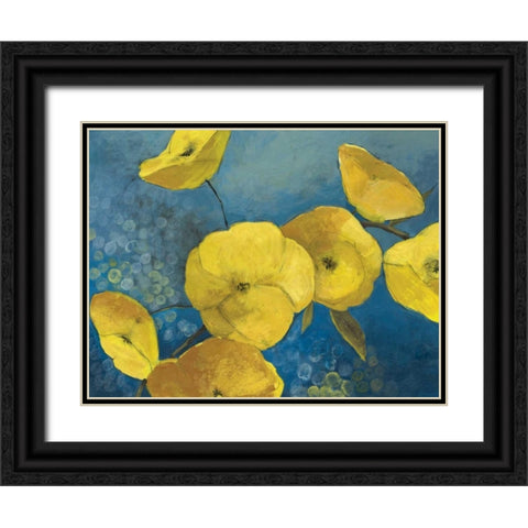 Sunshine Flowers Black Ornate Wood Framed Art Print with Double Matting by PI Studio