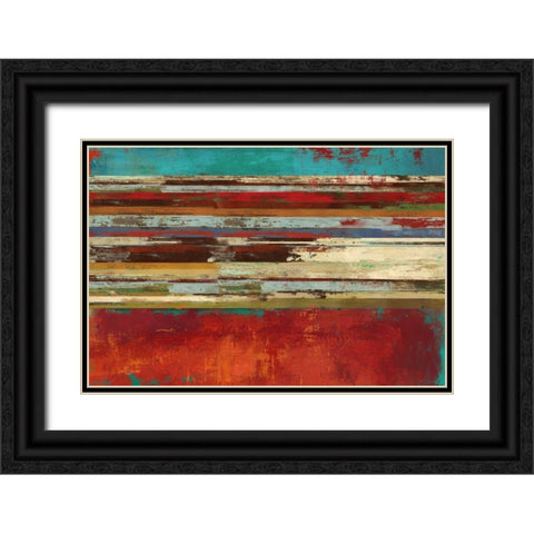 Worn Red Black Ornate Wood Framed Art Print with Double Matting by PI Studio