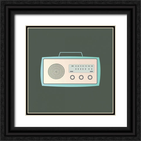 MCM Radio I Black Ornate Wood Framed Art Print with Double Matting by PI Studio