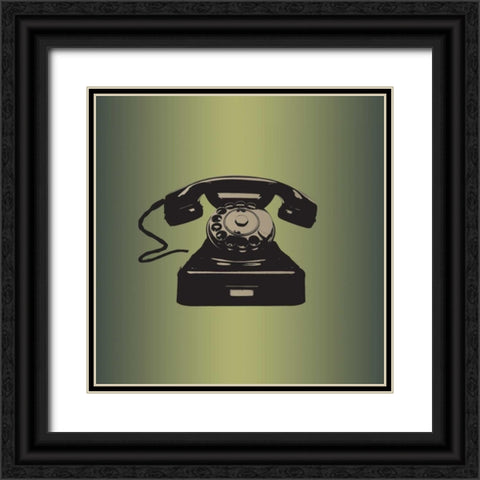 MCM Telephone Black Ornate Wood Framed Art Print with Double Matting by PI Studio