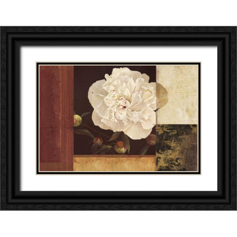 Bronzed Floral Black Ornate Wood Framed Art Print with Double Matting by PI Studio