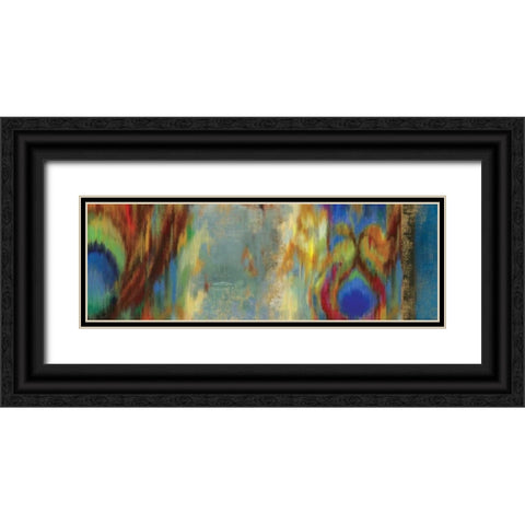 Peacock Abstract Black Ornate Wood Framed Art Print with Double Matting by PI Studio