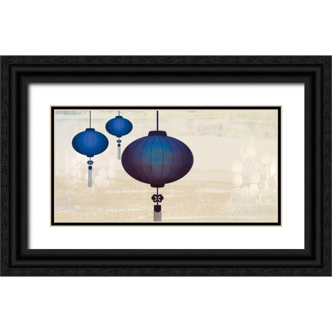 Midnight Lanterns I Black Ornate Wood Framed Art Print with Double Matting by PI Studio