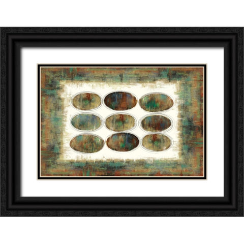 Tribal Pattern Black Ornate Wood Framed Art Print with Double Matting by PI Studio