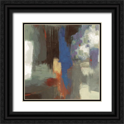 Blue Abstract Black Ornate Wood Framed Art Print with Double Matting by PI Studio