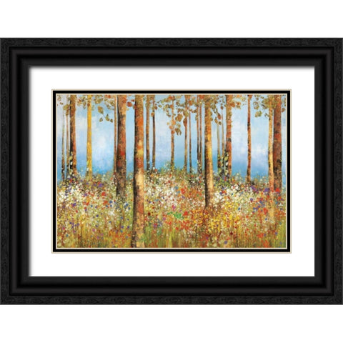 Field of Flowers Black Ornate Wood Framed Art Print with Double Matting by PI Studio