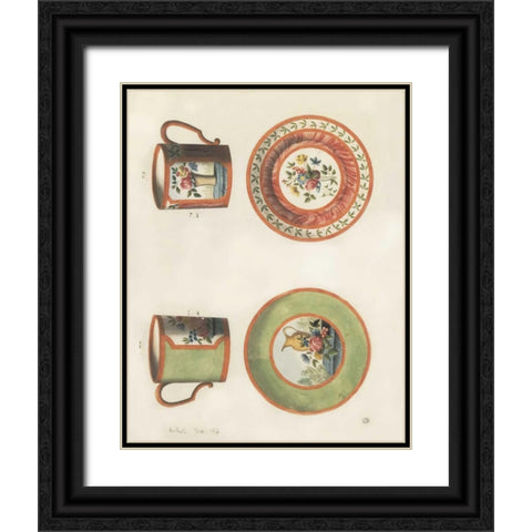 Cups and Saucers Black Ornate Wood Framed Art Print with Double Matting by PI Studio