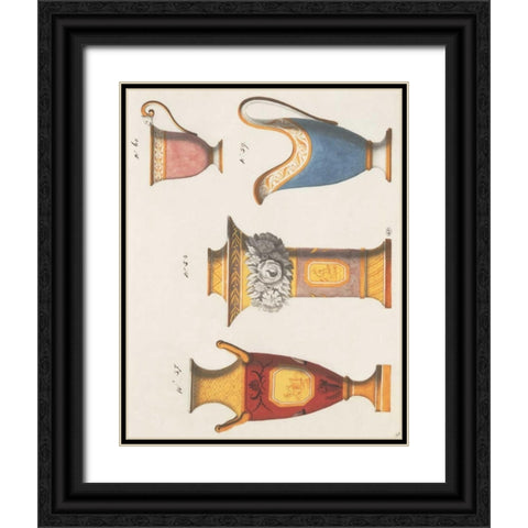 Assorted Vessels II Black Ornate Wood Framed Art Print with Double Matting by PI Studio