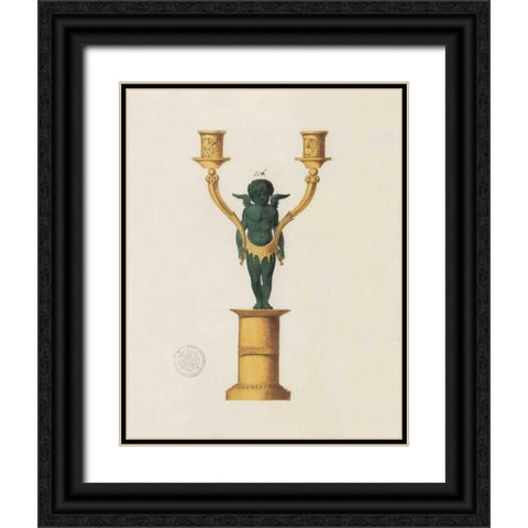 Cherub Candelabra Black Ornate Wood Framed Art Print with Double Matting by PI Studio