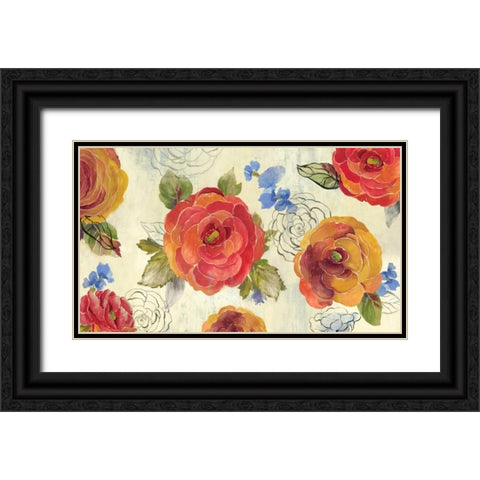 Amelia Flowers Black Ornate Wood Framed Art Print with Double Matting by PI Studio