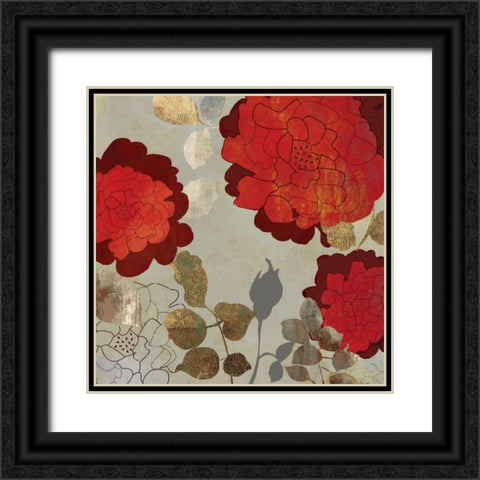 Rosa I Black Ornate Wood Framed Art Print with Double Matting by PI Studio