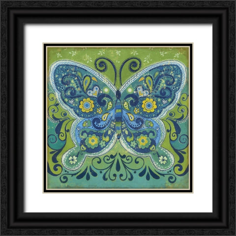 Butterfly Mosaic Black Ornate Wood Framed Art Print with Double Matting by PI Studio