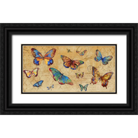 Butterflies in Flight Black Ornate Wood Framed Art Print with Double Matting by PI Studio