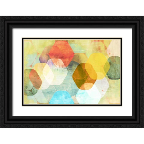 Rounded Hexagon II Black Ornate Wood Framed Art Print with Double Matting by PI Studio