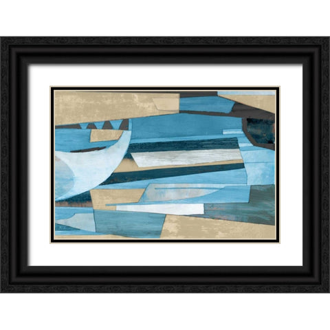Cubist Shapes Black Ornate Wood Framed Art Print with Double Matting by PI Studio