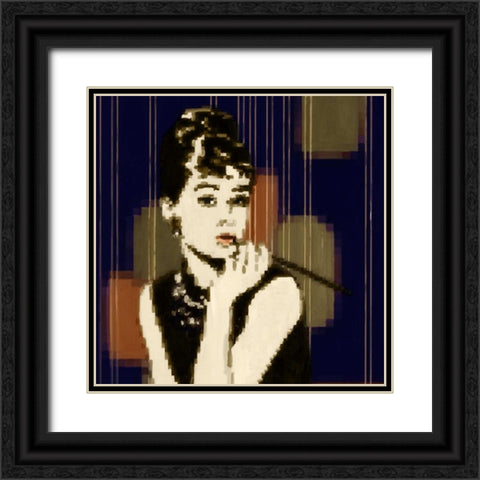 Pixeled Hepburn Black Ornate Wood Framed Art Print with Double Matting by PI Studio