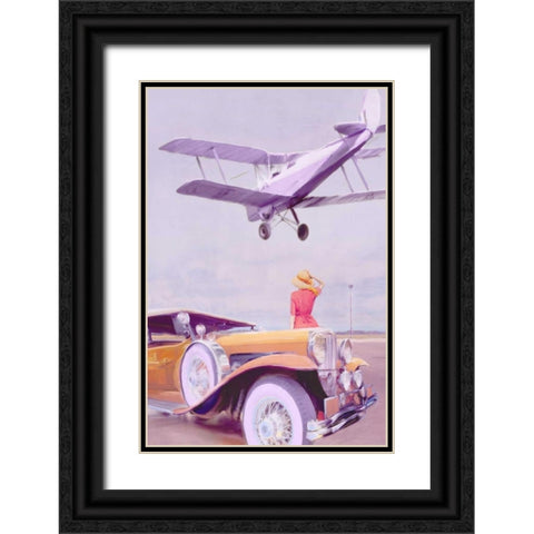 Vintage Airport Black Ornate Wood Framed Art Print with Double Matting by PI Studio