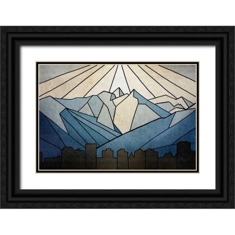 Geometric Mountain Black Ornate Wood Framed Art Print with Double Matting by PI Studio