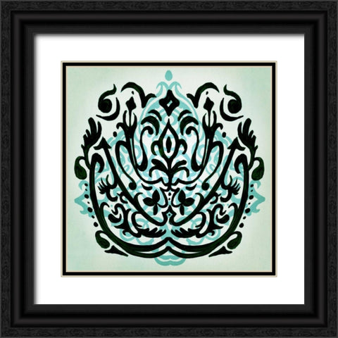 Ornamental Navy Pattern I Black Ornate Wood Framed Art Print with Double Matting by PI Studio