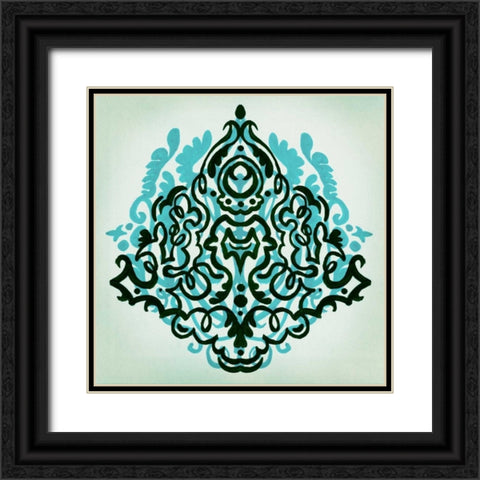 Ornamental Navy Pattern II Black Ornate Wood Framed Art Print with Double Matting by PI Studio