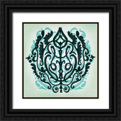 Ornamental Navy Pattern II Black Ornate Wood Framed Art Print with Double Matting by PI Studio