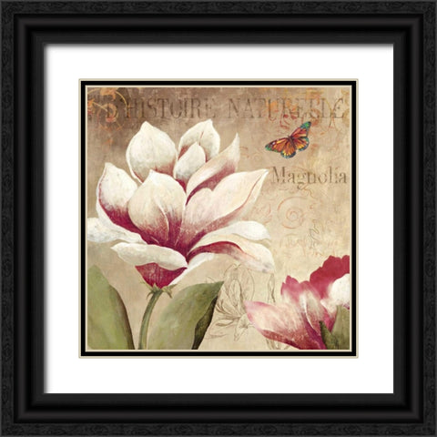 Magnolia Black Ornate Wood Framed Art Print with Double Matting by PI Studio