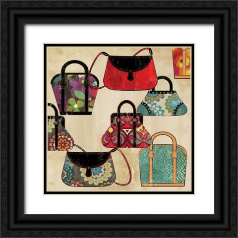 Bag Pattern  Black Ornate Wood Framed Art Print with Double Matting by PI Studio