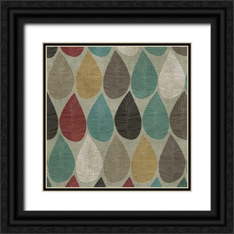 Pattern Leaves Black Ornate Wood Framed Art Print with Double Matting by PI Studio