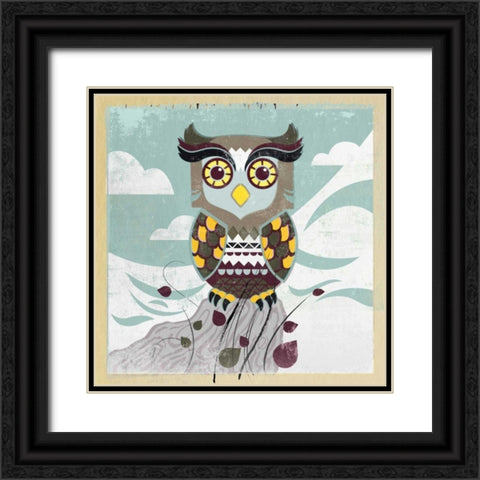 Wise Owl Black Ornate Wood Framed Art Print with Double Matting by PI Studio