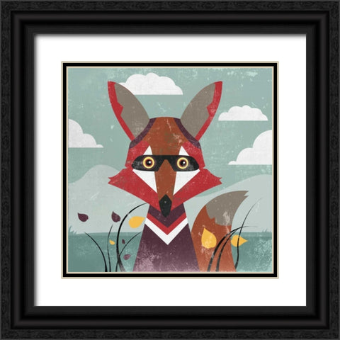 Fox Black Ornate Wood Framed Art Print with Double Matting by PI Studio