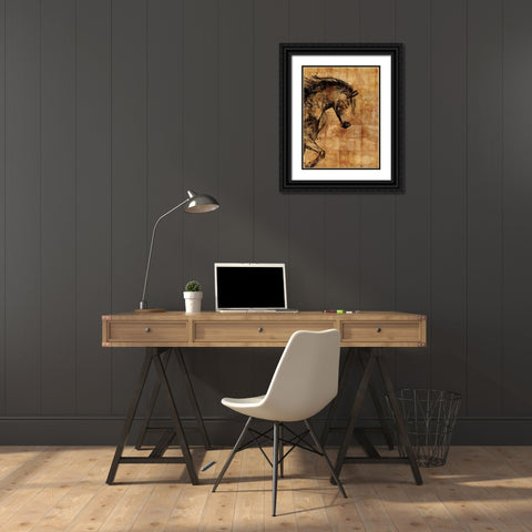 Stallion I - Print on Demand Black Ornate Wood Framed Art Print with Double Matting by PI Studio
