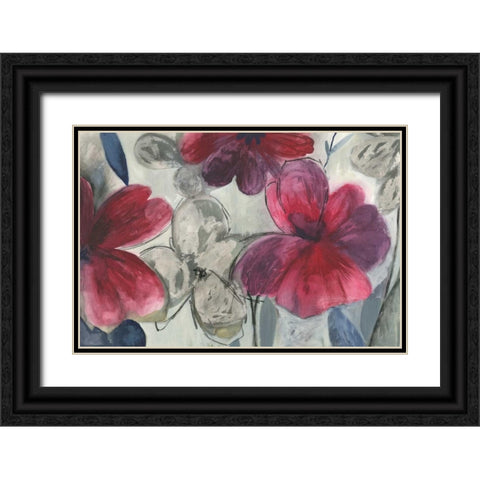 Cartagena Floral  Black Ornate Wood Framed Art Print with Double Matting by PI Studio