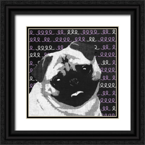 Pug Black Ornate Wood Framed Art Print with Double Matting by PI Studio