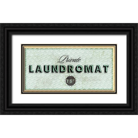 Private Laundromat Black Ornate Wood Framed Art Print with Double Matting by PI Studio