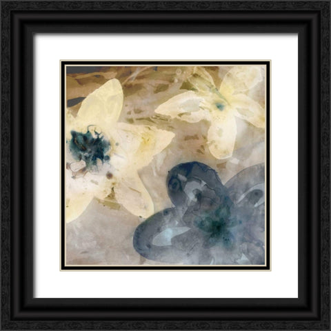 Ink Drip Floral I Black Ornate Wood Framed Art Print with Double Matting by PI Studio