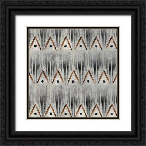 Grey Tribal III Black Ornate Wood Framed Art Print with Double Matting by PI Studio