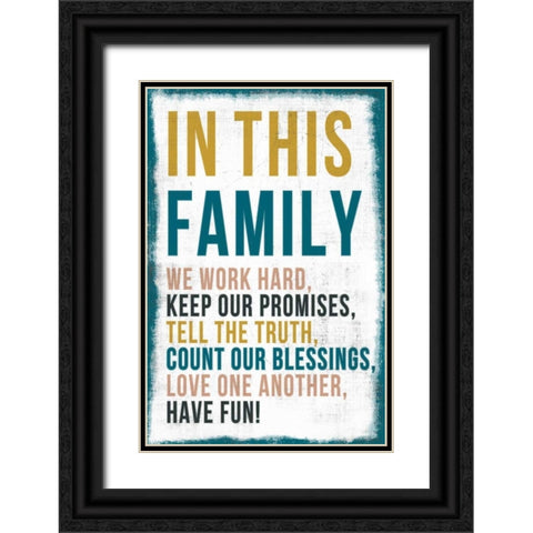 Family Rules Chalkboard Black Ornate Wood Framed Art Print with Double Matting by PI Studio