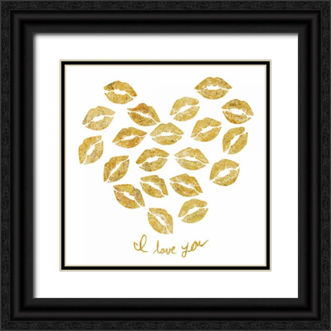 Lip Love 3  Black Ornate Wood Framed Art Print with Double Matting by PI Studio